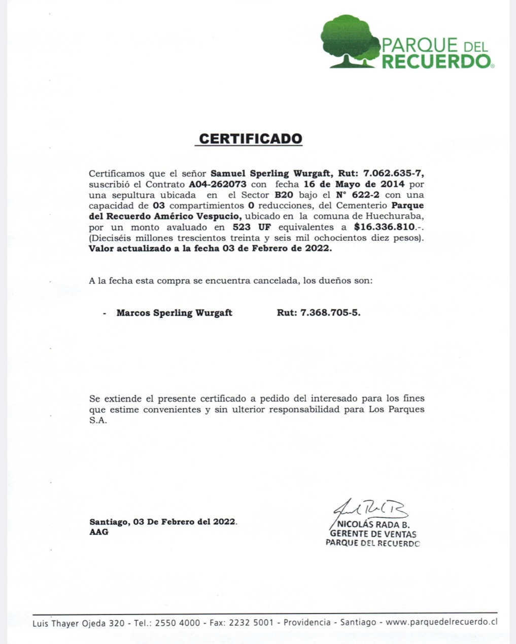 Vendo Sepultura Parque del Recuerdo Americo Vespucio Mejor Oferta — foto 3